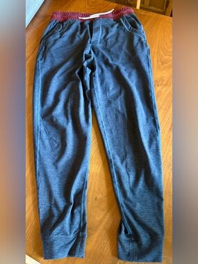 Marine Layer Heather Navy Jogger Pants with Burgundy Waistband - Men’s small